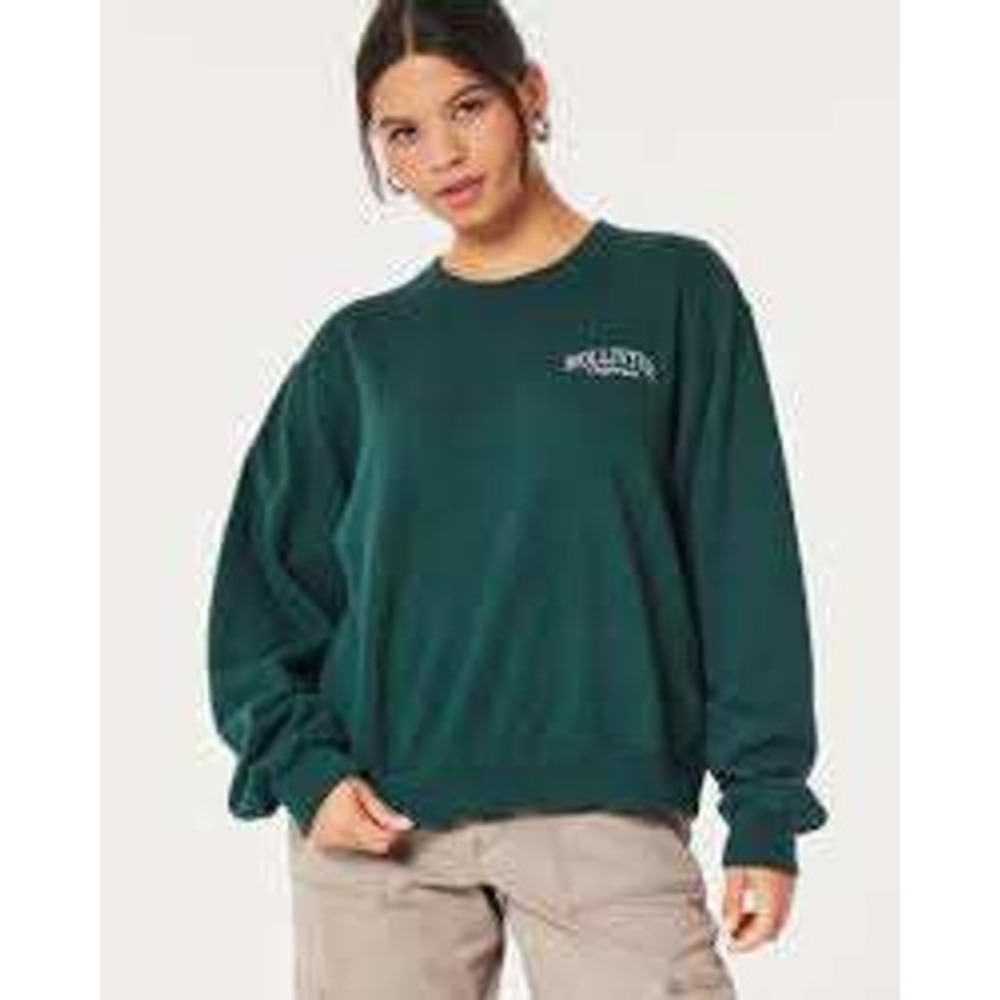 Hollister‎ Crewneck Sweatshirt Dark Green Long Sleeve Size Small